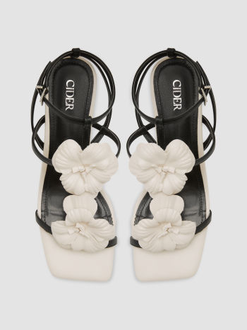 Barbara   -  Talons à double fleur noir et blanc